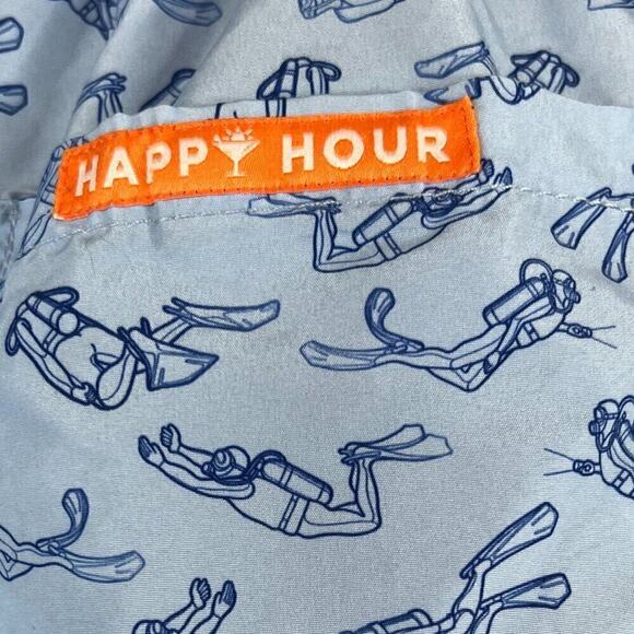 Happy Hour Scuba Diver Blue Swim Short Trunk Men's Size L - Picture 3 of 7